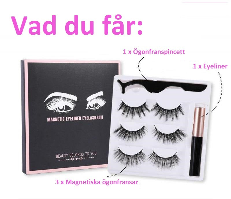 Magnetiska ögonfransar™ | 3 par med eyeliner (2+1 GRATIS)